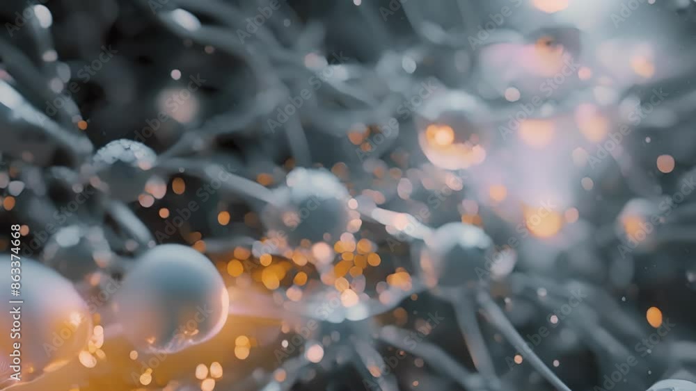 Poster a network of tangled tubes with varioussized particles representing the sixth step of glycolysis in 