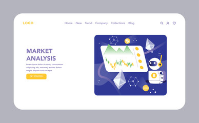 Trading and Crypto Bot concept. Flat vector illustration.
