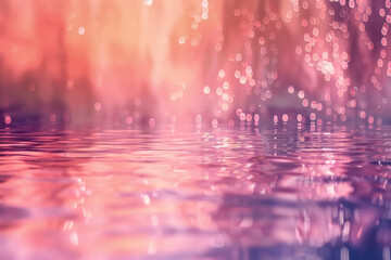 soft pink and purple bokeh on a reflective water surface