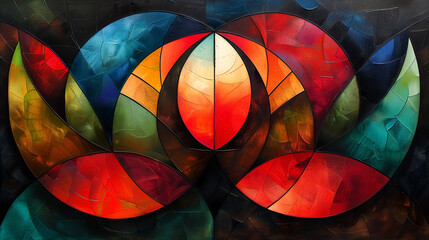 Fototapeta premium abstract geometric pattern, fantastic geometry oil painting, abstractionism artwork, artistic illustration. Wall Art Poster Print Design for Home Decor, Decoration Artwork, Wallpaper & Background