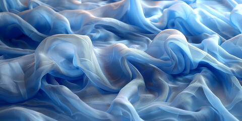 Fototapeta premium beautiful concept holiday romance bridal wedding bedding linen bed template table view top lay fl fabric creases soft design space background elegant satin silk blue light 