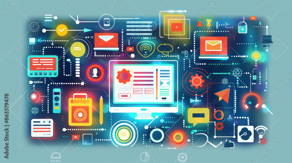 Wall mural vector illustration of web design and development.