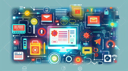 Vector illustration of web design and development.	
