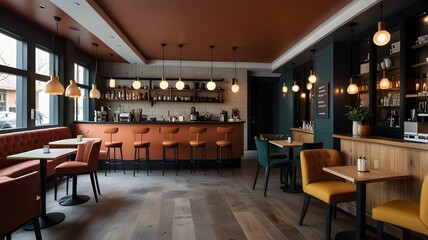 What are the best color schemes for a modern cafe?
