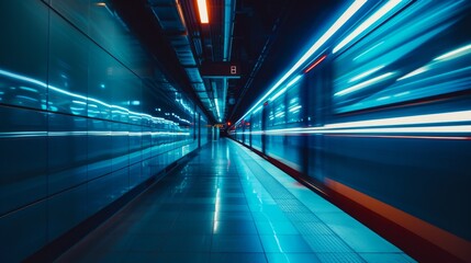 Futuristic Subway Station, Generative AI