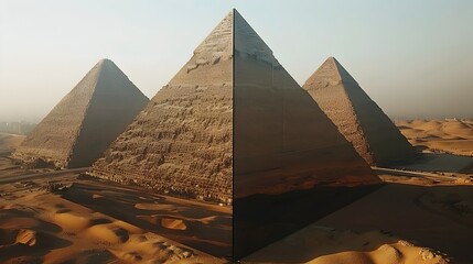 Majestic Pyramids of Giza Reflected in Optical Mirror Experiment