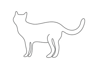 Cute cat in one continuous line drawing vector illustration. Premium vector