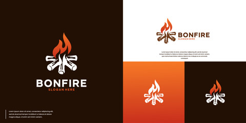 campfire logo design, outdoor adventure, vintage style illustration.