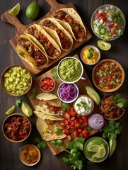Vibrant and Flavorful Mexican Taco Feast Celebrating Diverse Toppings and Authentic Mexican Cuisine