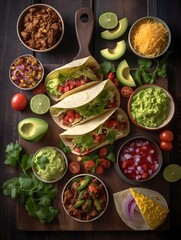 Vibrant and Flavorful Mexican Taco Feast Celebrating Diverse Toppings and Authentic Mexican Cuisine