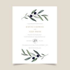 Minimalist Botanical Wedding Invitation, Olive Wedding Invitations, Modern Wedding Invitation