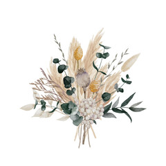 Boho Floral Bouquet with pampas grass, eucalyptus, poppy pods and bunny tails