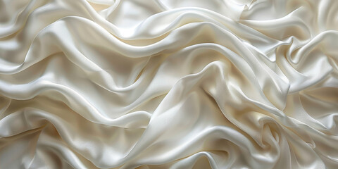 Obraz premium focus Soft sleep night bedroom sheet bed unmade surface Close rippled texture fabic wrinkled White fabric background bedding duvet comfort clothes design material 