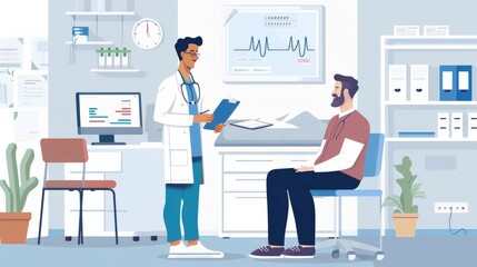 A doctor consulting with a patient in a well-equipped hospital room