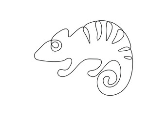 Chameleon continuous one line drawing vector illustration. Premium vector
