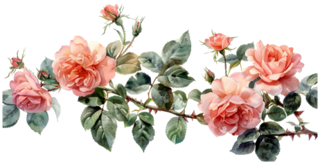 light pink rose vine watercolor