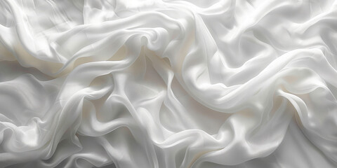 Obraz premium focus Soft sleep night bedroom sheet bed unmade surface Close rippled texture fabic wrinkled White fabric background bedding duvet comfort clothes design material 