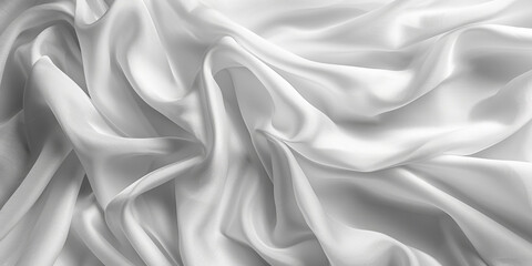 Obraz premium focus Soft sleep night bedroom sheet bed unmade surface Close rippled texture fabic wrinkled White fabric background bedding duvet comfort clothes design material 