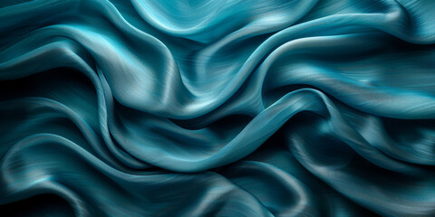 Fototapeta premium design your space copy background fabric turquoise beautiful folds wavy soft silk wave liquid background color teal elegant fabric satin silk green blue 