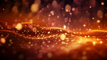 Obraz premium Abstract orange waves with particles abstract design background