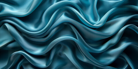 Obraz premium design your space copy background fabric turquoise beautiful folds wavy soft silk wave liquid background color teal elegant fabric satin silk green blue 