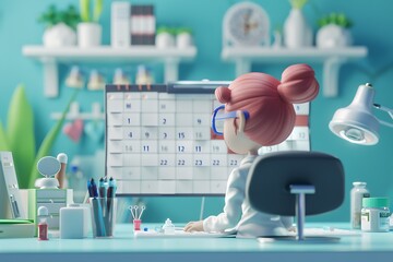 Aidriven 3D checkup calendar predicting optimal appointment times and durations based on patient history and medical needs comprehensive visual assessment of AI in future medical scheduling