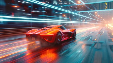 Sports car on the move: an elegant automobile speeding down the road, blending luxury with performance for an unmatched driving experience.