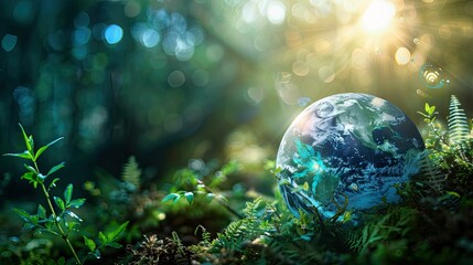 Earth Hour concept with a digitally enhanced planet Earth, emphasizing the importance of saving energy