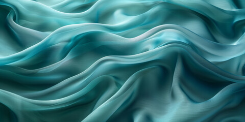 Obraz premium design your space copy background fabric turquoise beautiful folds wavy soft silk wave liquid background color teal elegant fabric satin silk green blue 