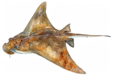 Dreamy Watercolor Stingray Clipart Gentle Movements Warm Tones, Stunning Design, Ideal for White Backgrounds, High Quality Digital Art, Perfect for Creative Projects, Marine Life Illustration