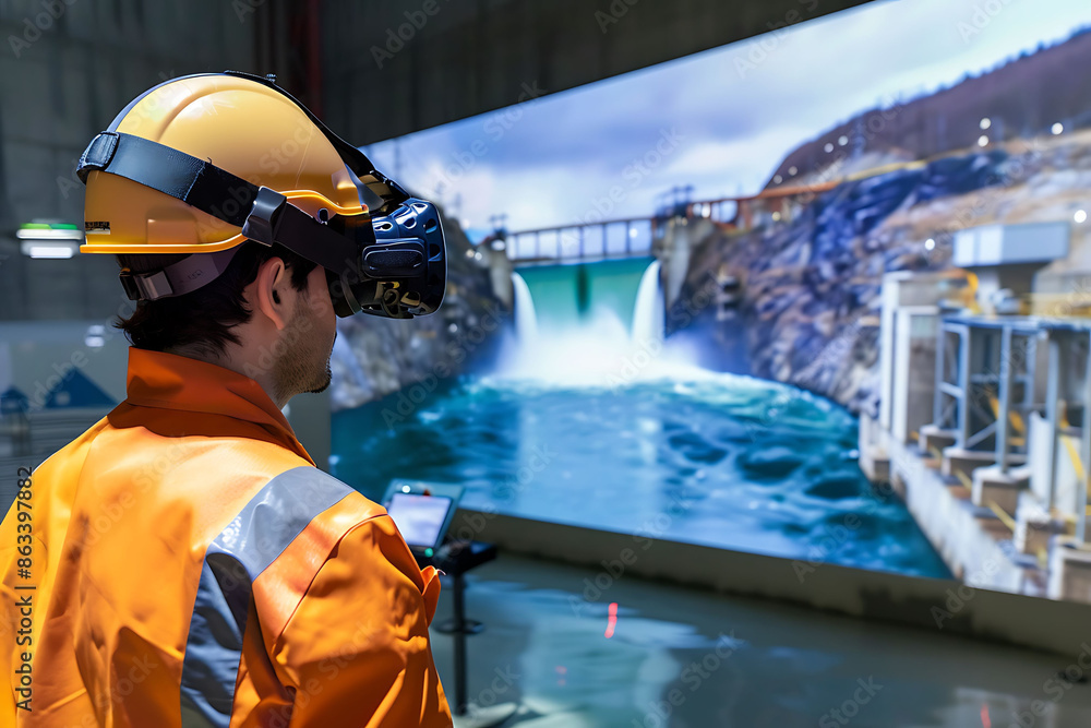Poster augmented reality hydroelectric engineering simulator providing training for technicians to maintain