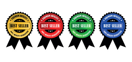 colection of best seller label in various colors. Used for business purpose