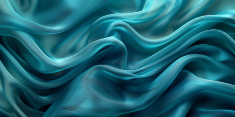 Fototapeta premium design your space copy background fabric turquoise beautiful folds wavy soft silk wave liquid background color teal elegant fabric satin silk green blue 