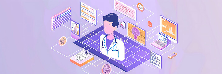 Obraz premium Automated documentation assistant powered natural language processing transcribing medical conversation generating accurate patient report close scrutiny infographic of NLP future medical