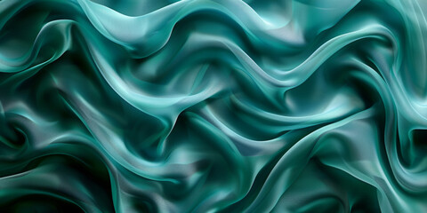 Obraz premium design your space copy background fabric turquoise beautiful folds wavy soft silk wave liquid background color teal elegant fabric satin silk green blue 