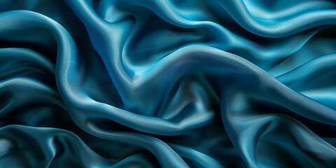 Fototapeta premium design your space copy background fabric turquoise beautiful folds wavy soft silk wave liquid background color teal elegant fabric satin silk green blue 