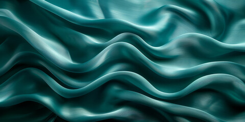 Obraz premium design your space copy background fabric turquoise beautiful folds wavy soft silk wave liquid background color teal elegant fabric satin silk green blue 
