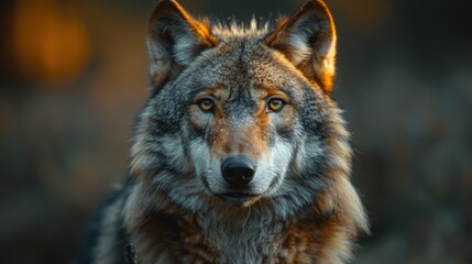 Fototapeta premium A wolf entrepreneur presenting a new wildlife protection initiative from a vibrant podium