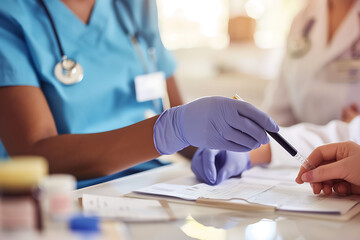 Medical healthcare team conducting health screening event in a community center extensive data exploration of screening procedures