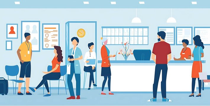 Medical healthcare team conducting health screening event in a community center extensive data exploration of screening procedures