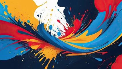 Abstract Background Design with Dynamic and Vibrant Color Splashes in Sharp Contrast