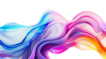 Vibrant Colorful Fluid Abstract 3D Gradient Blend Curves on transparent background