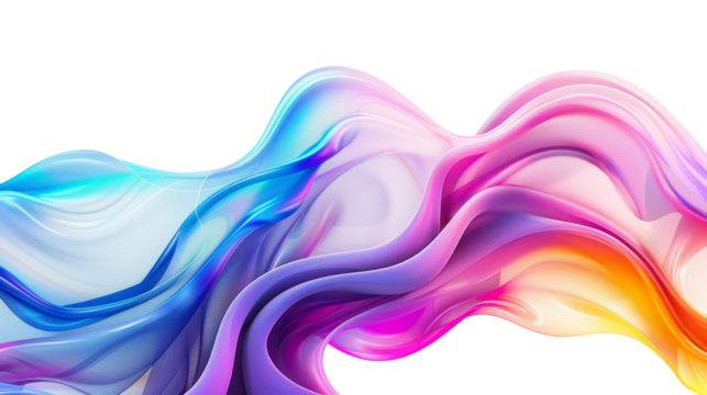Vibrant Colorful Fluid Abstract 3D Gradient Blend Curves on transparent background