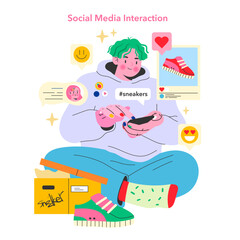 Teen Retail Social Media theme. Vector illustration.