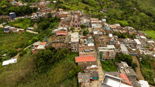 Campamento, Antioquia. Colombia - June 23, 2024. It was created at the municipal level on April 23, 1835. Image with drone.