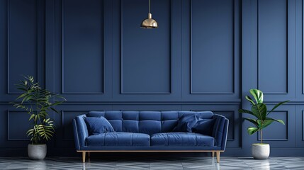Futuristic interior design, living room interior with sofa, classic modern interior