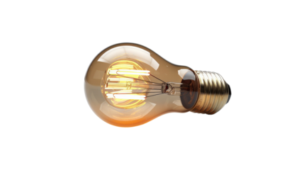 A glowing light bulb isolated on a black background. The bulb is a symbol of ideas, innovation, and inspiration.