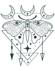 Celestial Butterfly, Mystical Astrology vector design