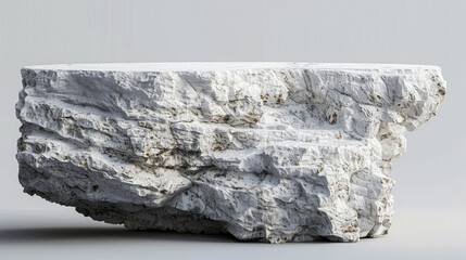 3D White Stone Podium with Natural Texture for Product Display