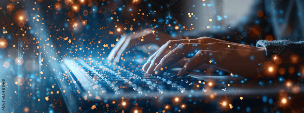 Aufkleber modern digital technology network connection data transfer iot big data online business communicatio